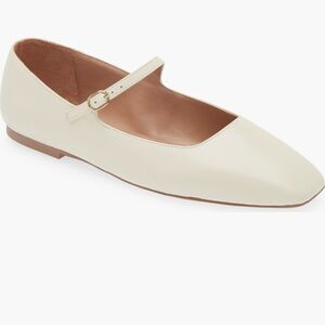 Cream Leather Mary Jane Flats